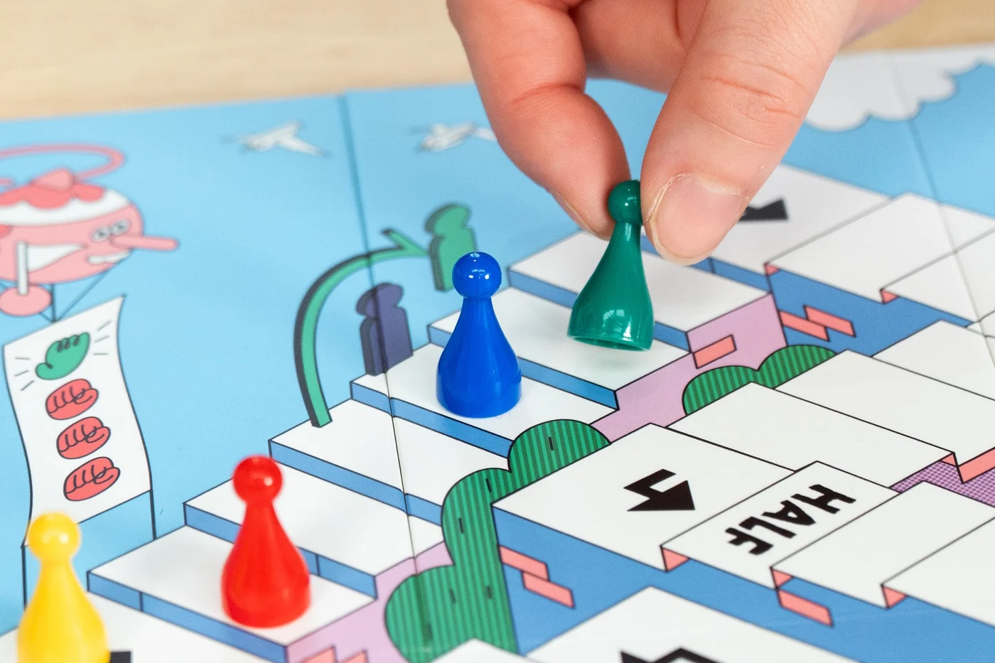 HOMEとコマのメーカー使用例。実物の階段を歩くゲームではありません。